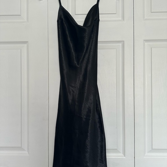 Victoria’s Secret Black Satin Slip Dress - LBD Spaghetti Strap Midi - Size M - Picture 3 of 9